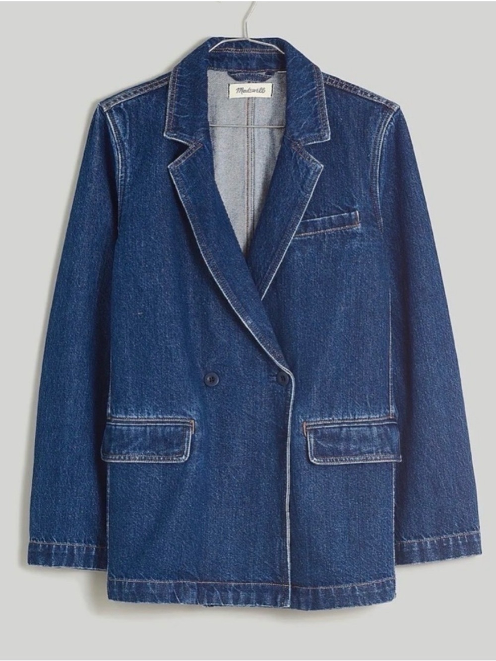 Madewell Indigo Double-Breasted Denim Blazer Size Small